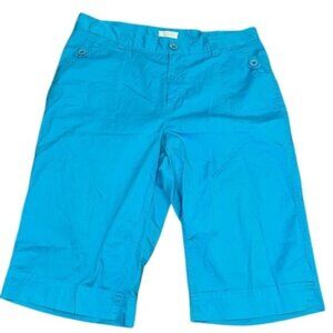 Christopher & Banks Womens Blue Cotton/Spandex Knee-Length Shorts Size 16